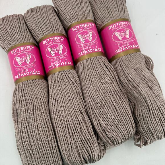 4 Butterfly Threads  EL. D. Mouzakis Yarn Aran 100% Mercerized Cotton Stone Gray - Picture 2 of 5